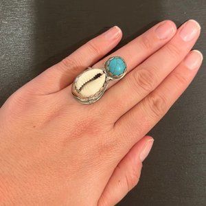 COWRIE & TURQUOISE RING